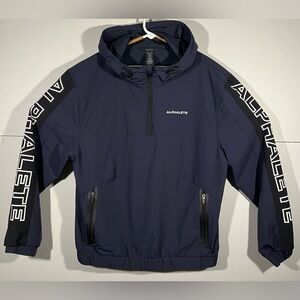 Alphalete EXP Infinity Tech Windbreaker Quarter Zip Jacket Size Medium Navy